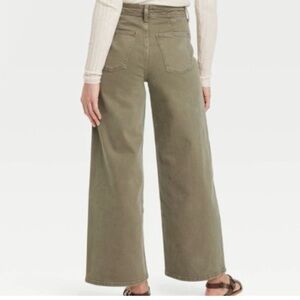 Women's Olive Wide-Leg Ankle Jeans